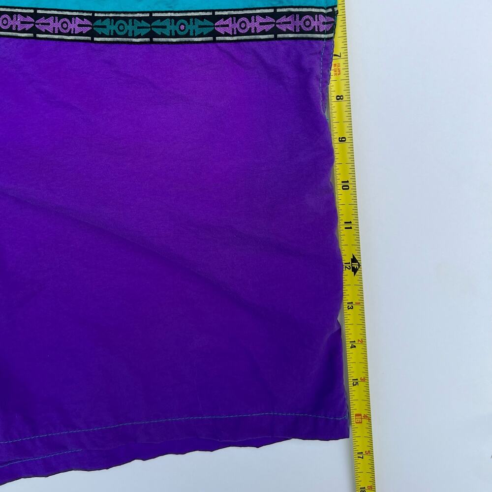 Vintage Fast Breakers Blue Purple Tribal Swim Suit Trunks Board Shorts Surf S M - Picture 9 of 10